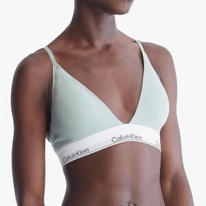 CALVIN KLEIN Modern Light Lined Triangle Bralette Bra Sage Meadow Green NWT